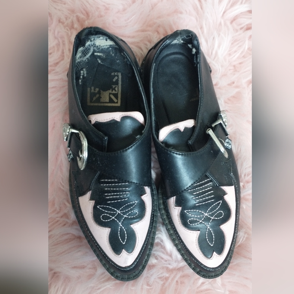 T.U.K Y2K Platform Western Stylish Black and Pink Women's Shoes 6 - Picture 2 of 13